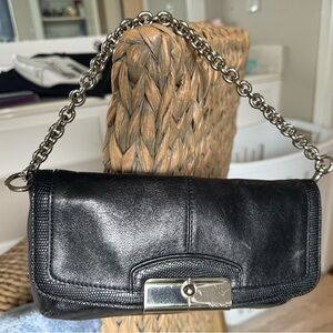 Coach Black Leather Chain Shoulder Bag
